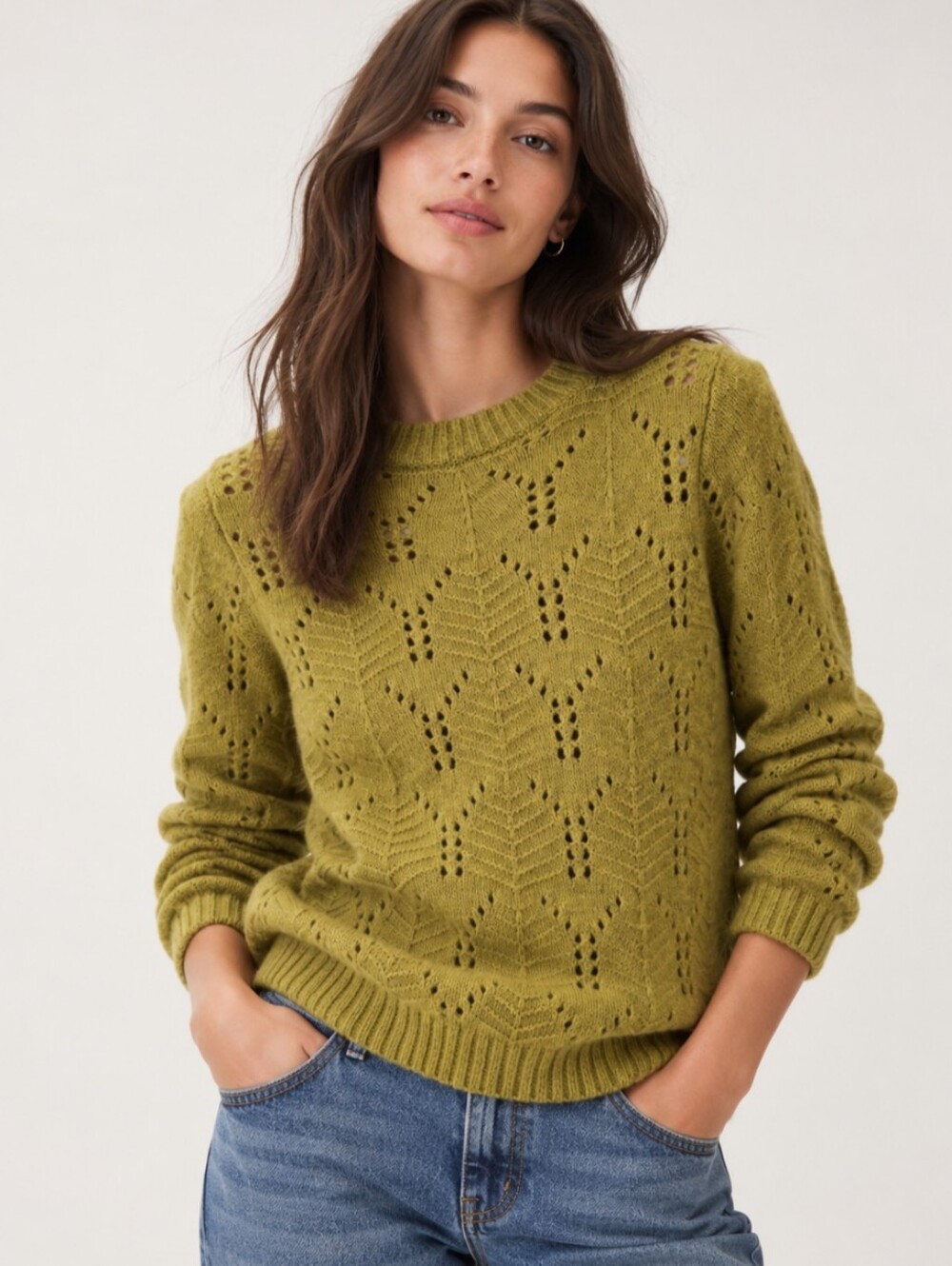GAP Long-Sleeve Openwork Crewneck Sweater 💛 Size XS